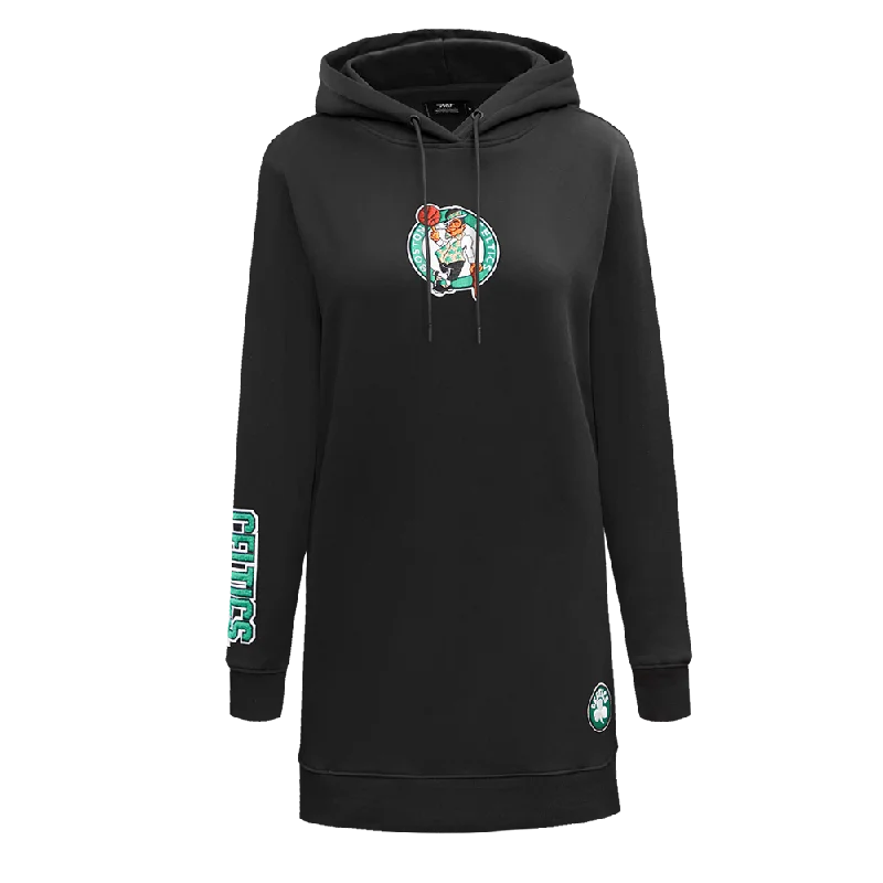 NBA BOSTON CELTICS CLASSIC WOMEN'S PO HOODIE DRESS (BLACK)