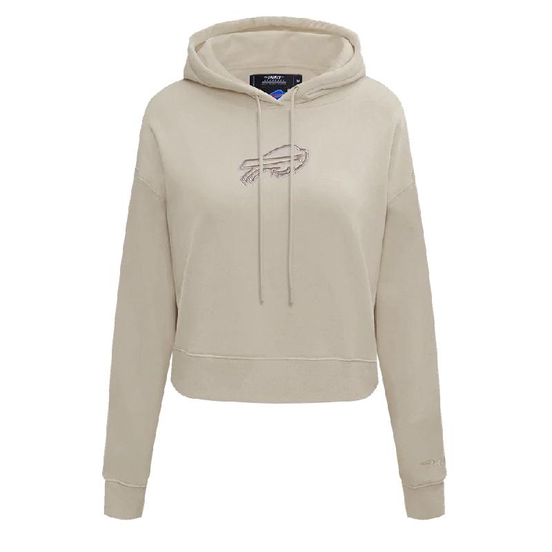 NFL BUFFALO BILLS NEUTRAL WOMEN'S CROPPED PO HOODIE (TAUPE)