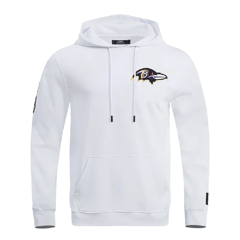 NFL BALTIMORE RAVENS CLASSIC CHENILLE DK PO HOODIE (WHITE)