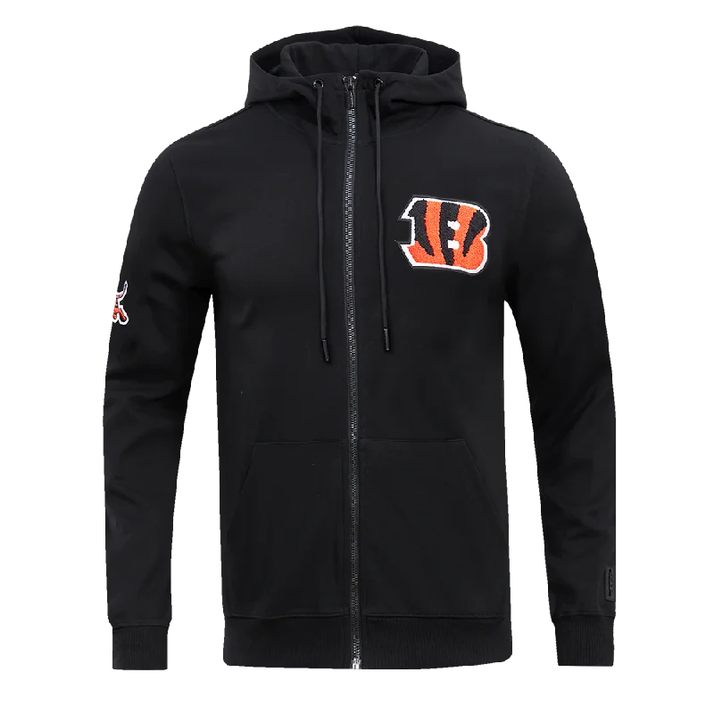 NFL CINCINNATI BENGALS CLASSIC CHENILLE FZ HOODIE (BLACK)