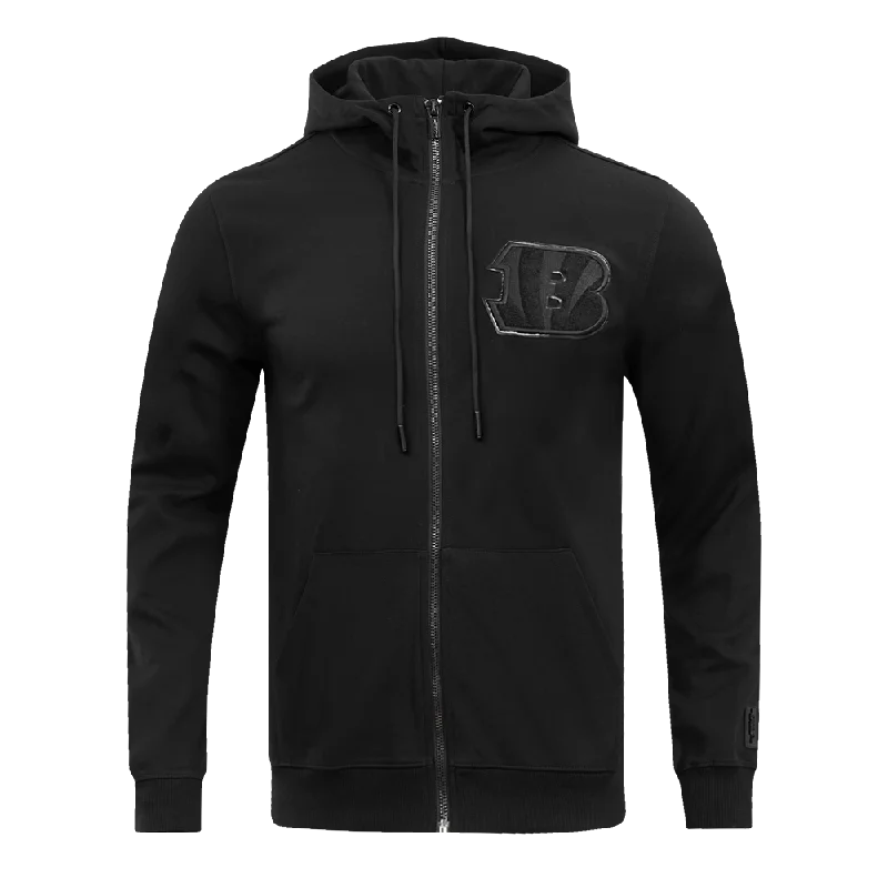 NFL CINCINNATI BENGALS TRIPLE BLACK FZ HOODIE (TRIPLE BLACK)