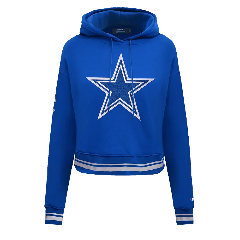 NFL DALLAS COWBOYS RETRO CLASSIC WOMEN'S CROPPED PO HOODIE (DODGER BLUE)