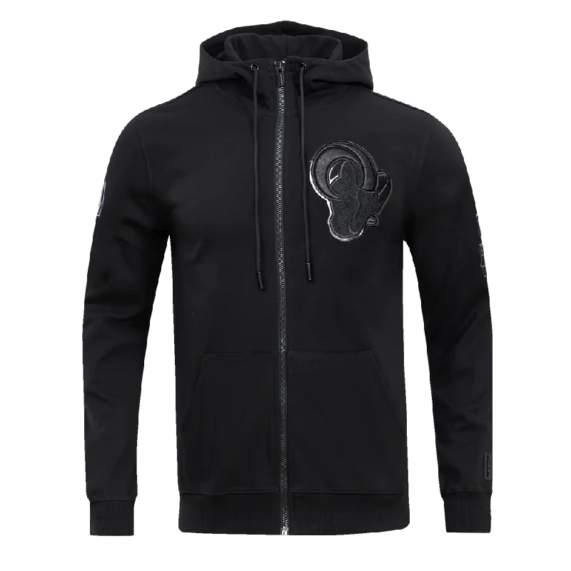 NFL LOS ANGELES RAMS TRIPLE BLACK FZ HOODIE (TRIPLE BLACK)