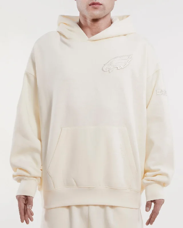 NFL PHILADELPHIA EAGLES NEUTRAL DROP SHOULDER FLC PO HOODIE (EGGSHELL)