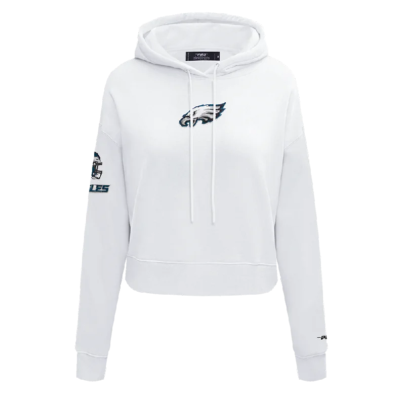 NFL PHILADELPHIA EAGLES CLASSIC WOMEN'S FLC CROPPED PO HOODIE (WHITE)