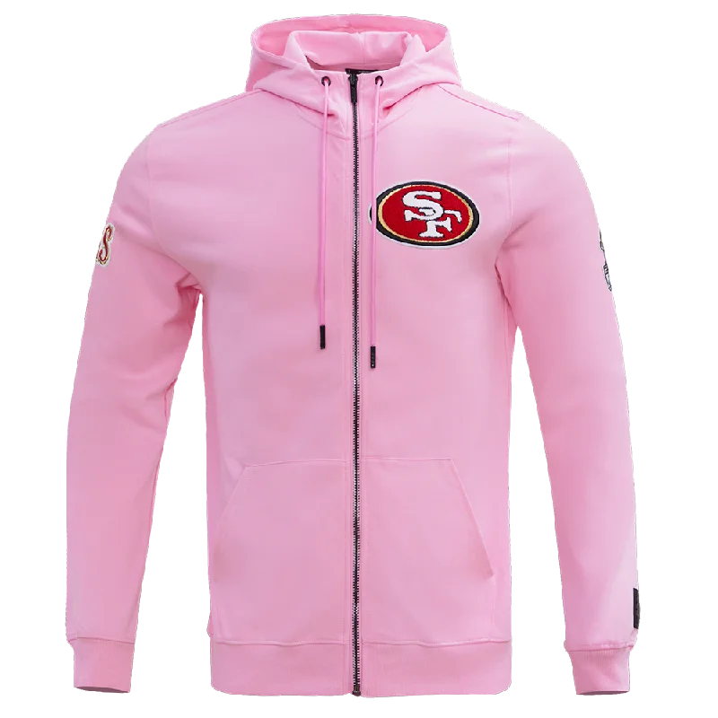 NFL SAN FRANCISCO 49ERS CLASSIC CHENILLE DK FZ HOODIE (PINK)