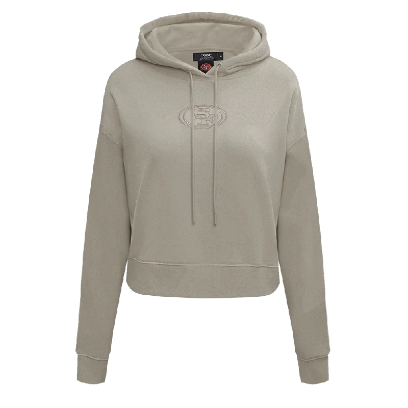 NFL SAN FRANCISCO 49ERS NEUTRAL WOMEN'S CROPPED PO HOODIE (TAUPE)