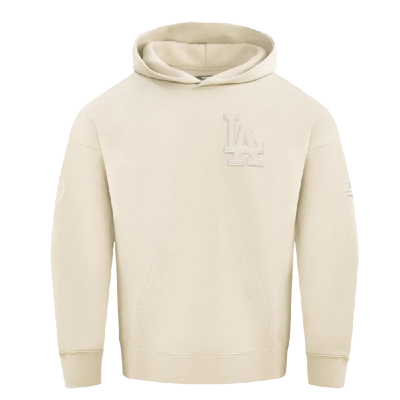 MLB LOS ANGELES DODGERS NEUTRAL DROP SHOULDER FLC PO HOODIE (EGGSHELL)