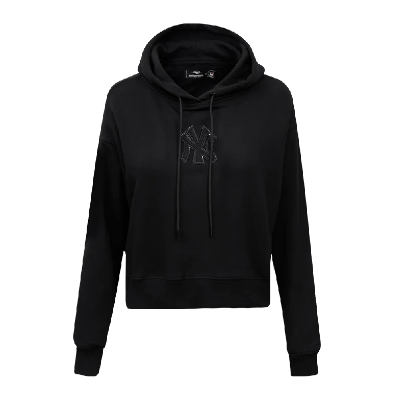 MLB NEW YORK YANKEES TRIPLE BLACK WOMEN'S CROPPED PO HOODIE (TRIPLE BLACK)