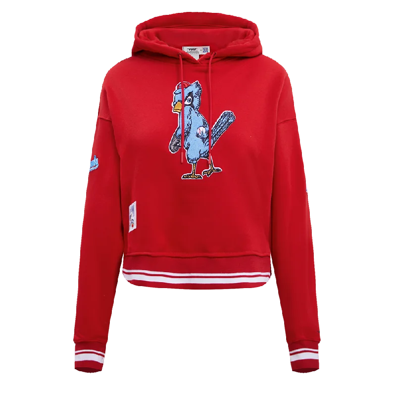 MLB ST. LOUIS CARDINALS RETRO CLASSIC WOMEN'S CROPPED PO HOODIE (RED)