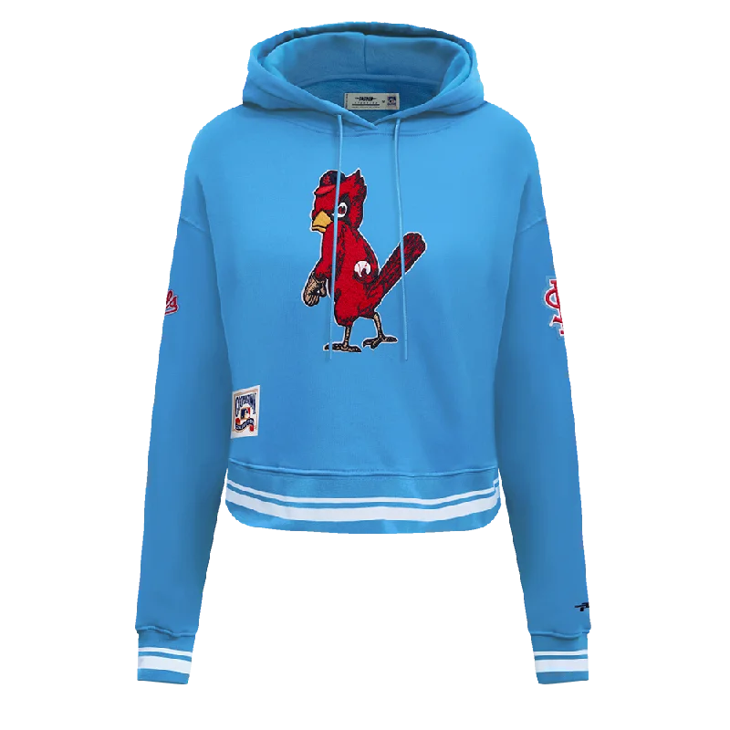 MLB ST. LOUIS CARDINALS RETRO CLASSIC WOMEN'S CROPPED PO HOODIE (UNIVERSITY BLUE)