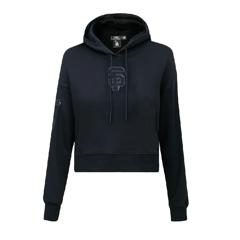 MLB SAN FRANCISCO GIANTS TRIPLE BLACK WOMEN'S CROPPED PO HOODIE (TRIPLE BLACK)