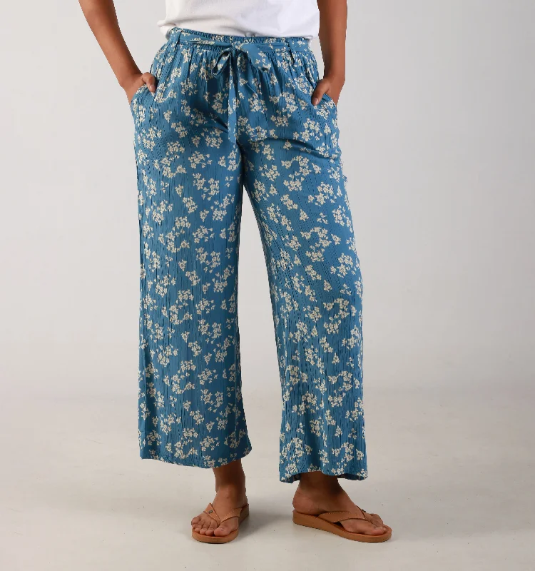 "DITSY PRINTED" WIDELEG -BLUE