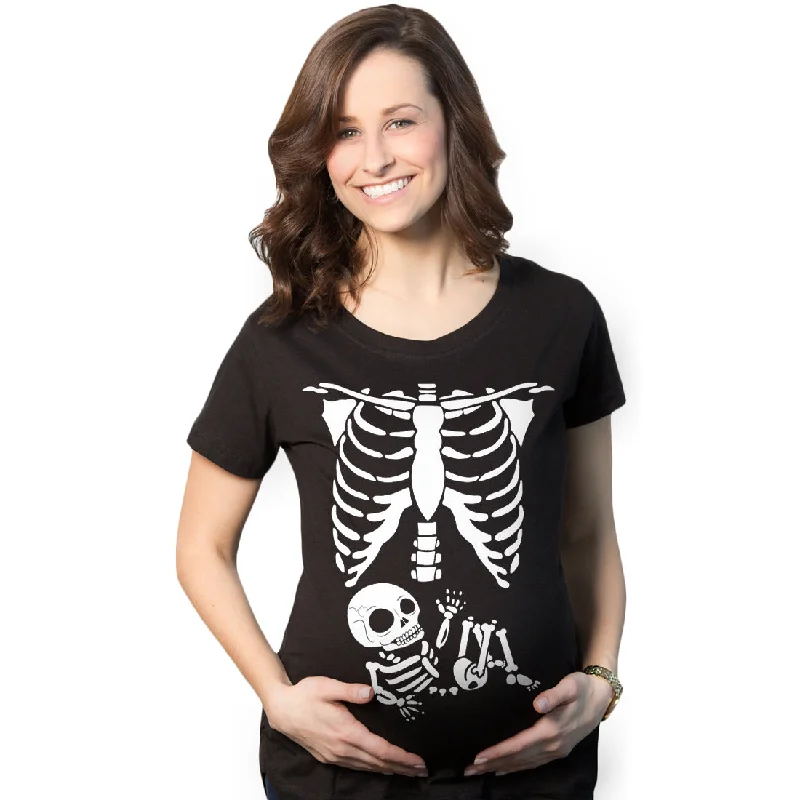 White Skeleton Rib Cage Maternity T Shirt