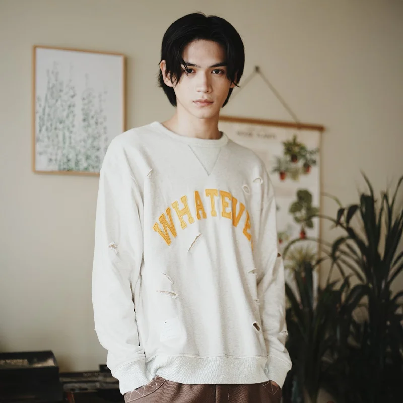 (SW469) Embroidery Patch Destroyed Sweater