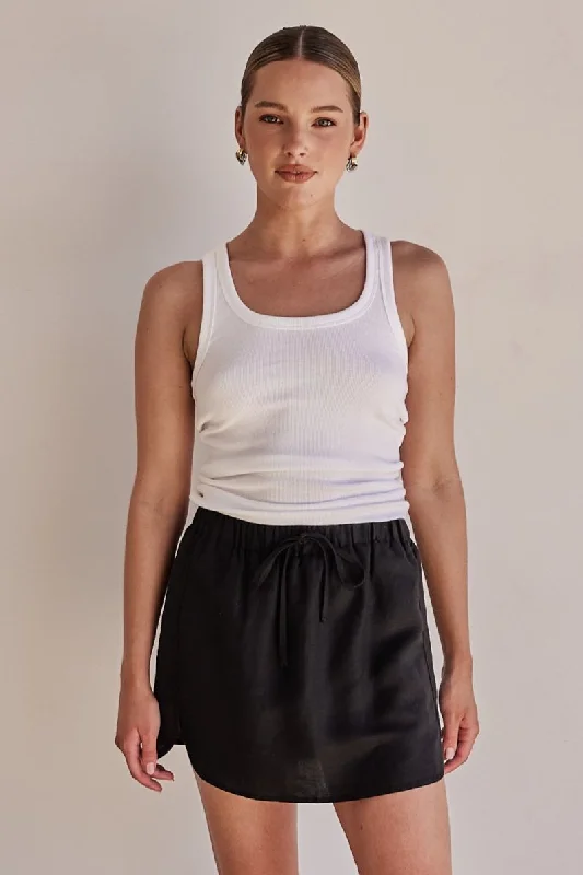 Addison Linen Skirt (Black)