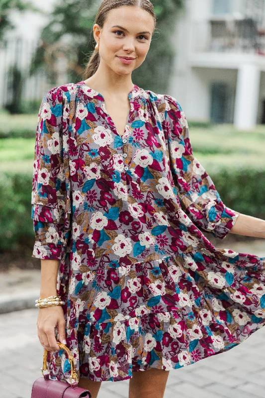 All Better Burgundy Red Floral Dress