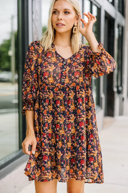 Feeling Good Black Ditsy Floral Dress