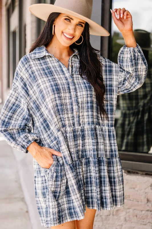 Give You Everything Blue Plaid Dress