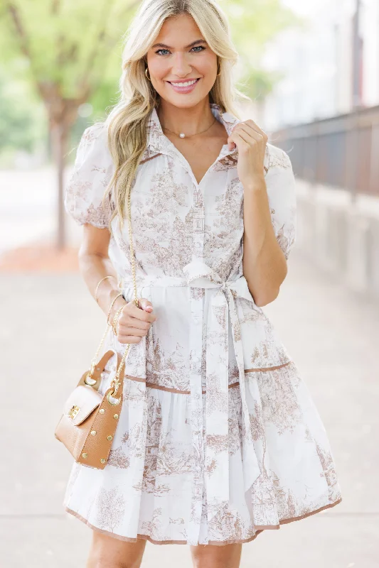 Natural Beauty Latte Brown Toile Dress