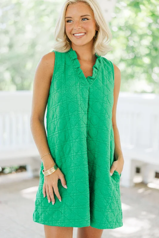 Never Better Green Textured Dress