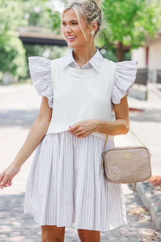 Out For Fun Sand Striped Dress