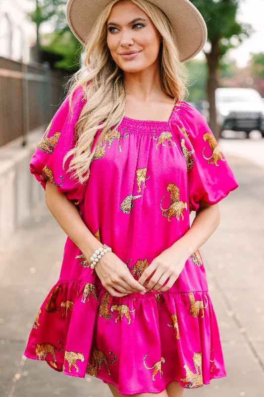 Ready For The Day Fuchsia Pink Cheetah Print Dress