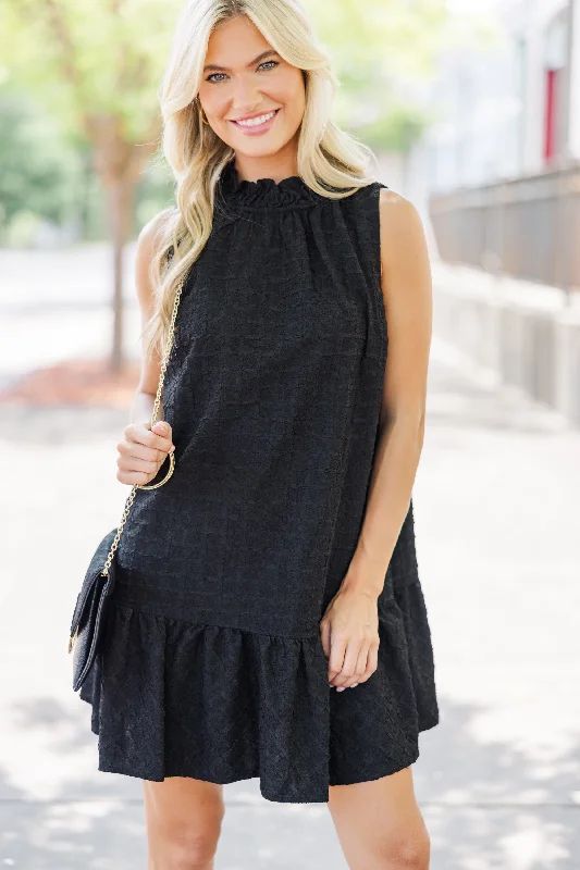 You've Got Love Black Textured Dress